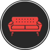 Illustration of a red vintage style couch